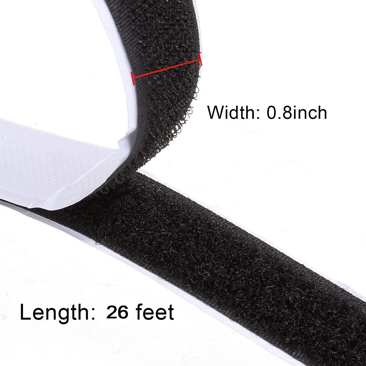 Double-Sided Adhesive, 8M Extra Strong Self-Adhesive Hook and Loop Tape Roll Sticky Back Strip with Strong Adhesive Tape Strip Fastener 8.8 Yards, 20mm Wide Black Used in Sewing, School, Office, Home - Image 7